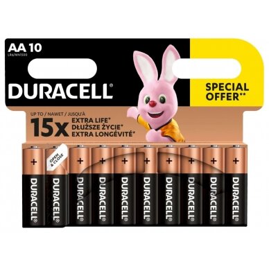 Baterijos DURACELL AA, 10 vnt