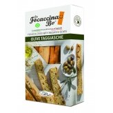 Duonos lazdelės FOCACCINA, Olive Taggiasche, su alyvuogėmis, ryžių aliejumi, 100 g