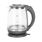 ECG Electric kettle RK 2020 Grey Glass, 2 L, 360° base with power cord storage, Blue backlight, 1850-2200 W