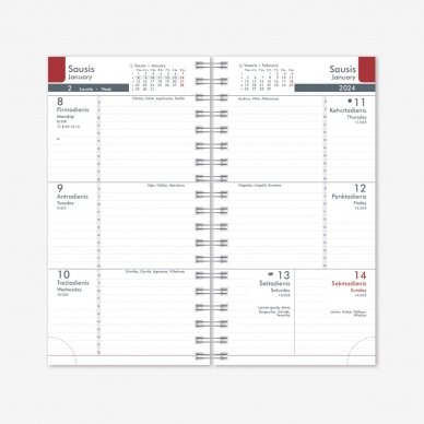 Kalendorius MIDI FLEX Spirex 2025,100 x 170 mm, PU, pilka sp. 1