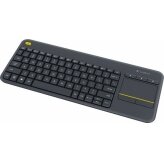 Logitech K400 Plus Touch Belaidė klaviatūra, RF Wireless, US, Juoda