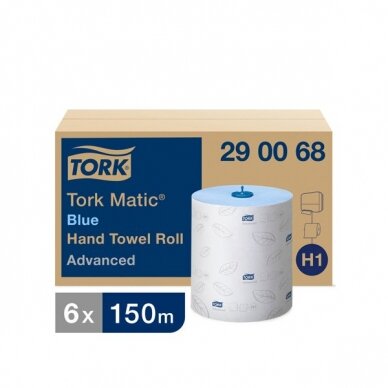 Popieriniai rankšluosčiai TORK H1 Advanced Matic, 2 sl., 150 m, mėlyna sp., 290068