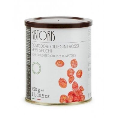 Pusiau džiovinti vyšniniai pomidorai, RISTORRIS, raudoni 750g/450g