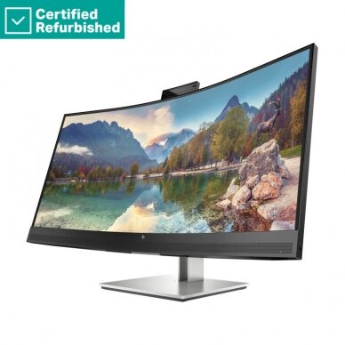 RENEW SILVER HP E34m G4 Curved Conferencing Monitor - 34" 3440x1440 WQHD 400-nit 75Hz AG, Curved, VA, USB-C(65W)/HDMI/DisplayPort, 4x USB, speakers, webcam, RJ-45 LAN, height adjustable/tilt/swivel, 1 years 1