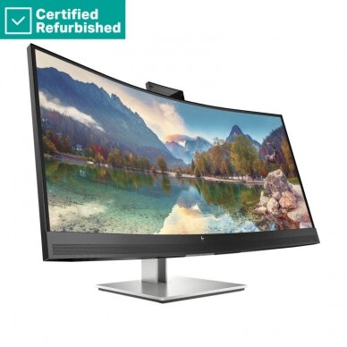 RENEW SILVER HP E34m G4 Curved Conferencing Monitor - 34" 3440x1440 WQHD 400-nit 75Hz AG, Curved, VA, USB-C(65W)/HDMI/DisplayPort, 4x USB, speakers, webcam, RJ-45 LAN, height adjustable/tilt/swivel, 1 years 2