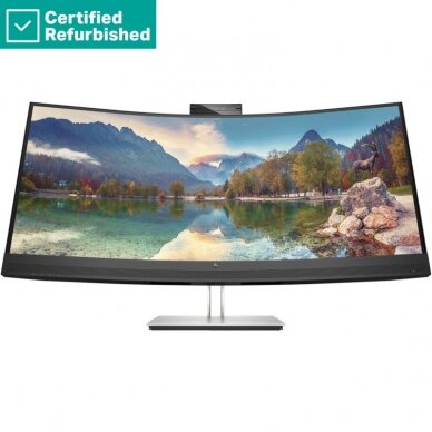 RENEW SILVER HP E34m G4 Curved Conferencing Monitor - 34" 3440x1440 WQHD 400-nit 75Hz AG, Curved, VA, USB-C(65W)/HDMI/DisplayPort, 4x USB, speakers, webcam, RJ-45 LAN, height adjustable/tilt/swivel, 1 years