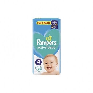 Sauskelnės PAMPERS Active Baby-Dry, Value Pack Plus, 4 dydis, 9-14 kg, 58 vnt.