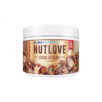 Šokoladinis kremas NUTLOVE ALLNUTRITION su lazdyno riešutais, 0,5 kg