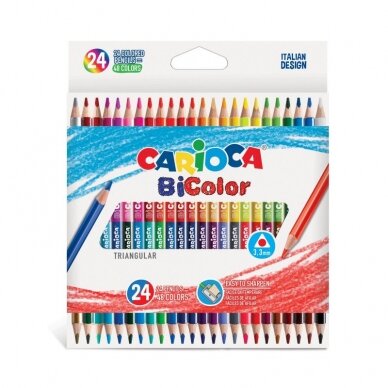 Spalvoti dvipusiai tribriauniai pieštukai CARIOCA Bi-Color, 24 vnt.