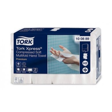 Tork Xpress Soft Multifold suspausti minkšti popieriniai rankšluosčiai, H2 100889, 2  sl., 225 serv., 22,2x24 cm, balta sp.